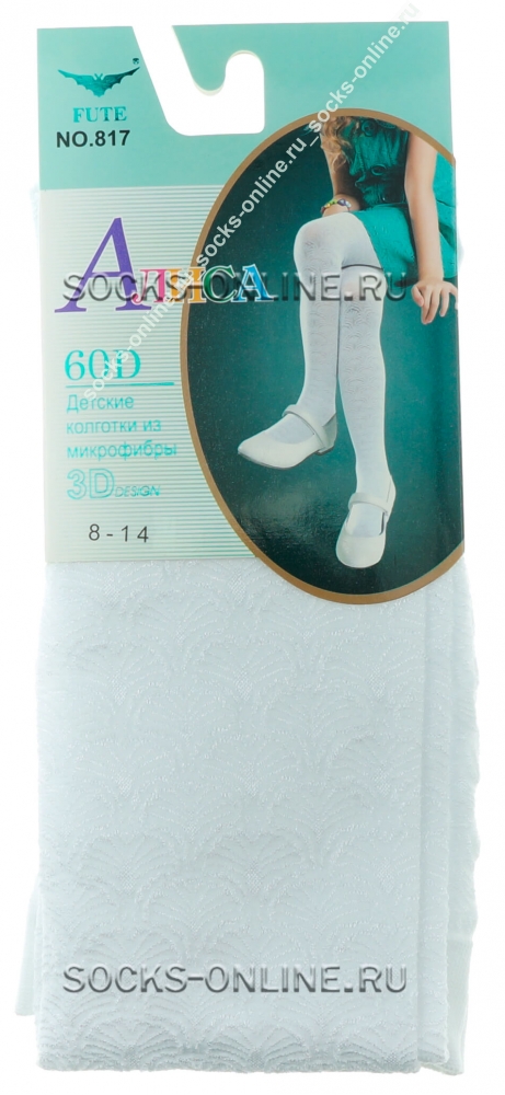Колготки детские микрофибра белые 60 DEN Fute Алиса 817 - купить оптом в  Интернет-магазине socks-online.ru с доставкой по России