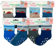 Носки для новорожденных махровые с тормозами Роза 3340 -  с рисунком