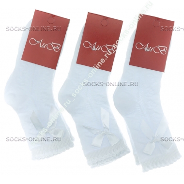 Носки детские для девочек, с бантиков, белые, Лив А10-Ж